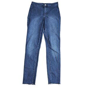 H&M Divided Skinny Jeans Womens 6 Blue Medium Wash High Rise Raw Hem Ankle Denim